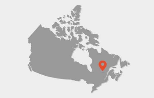 carte canada Carte du Canada avec un point de localisation de la mine