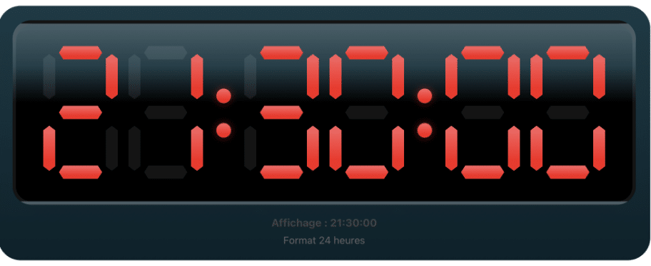 Horloge indiquant 21 heures 30
