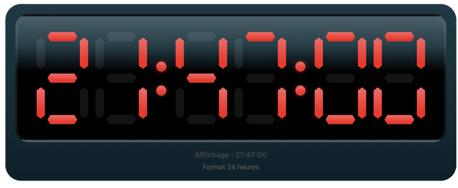 Horloge indiquant 21 heures 47