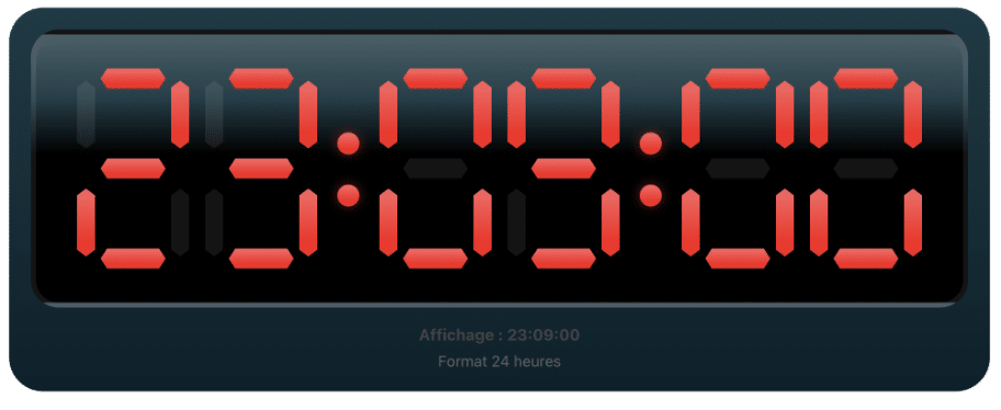 Horloge indiquant 23 heures 09