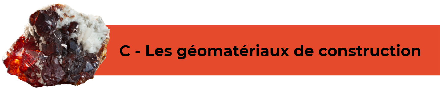 Les géomatériaux de construction - boutons Géomatériaux de construction – accéder à la section