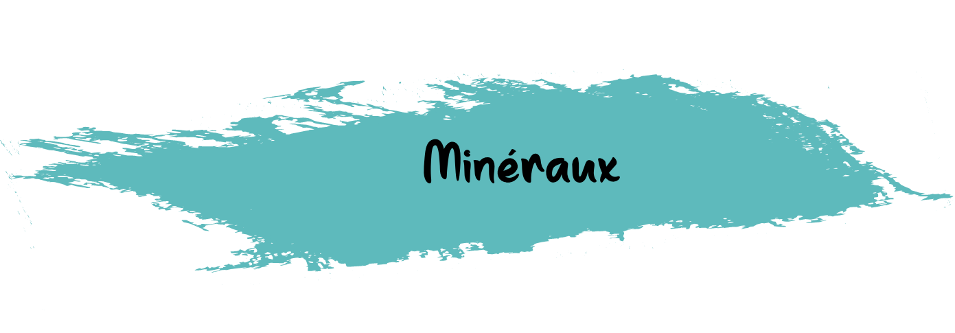 Bannière de section « Minéraux » sur fond bleu
