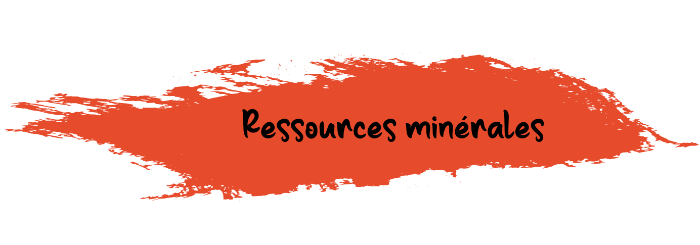 Bannière de section « Ressources minérales » sur fond orangé